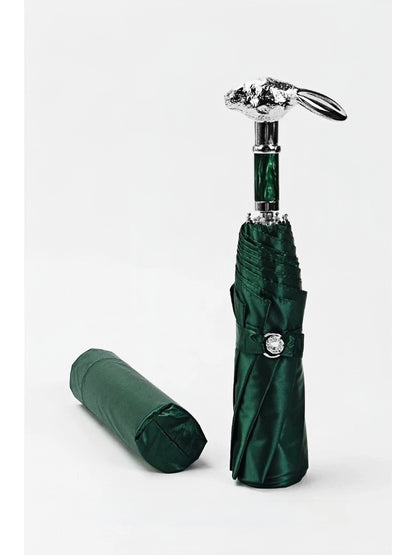 Florence Green Bunny Umbrella with Sculpted Zinc Handle and UV Protection - Chic Chambers