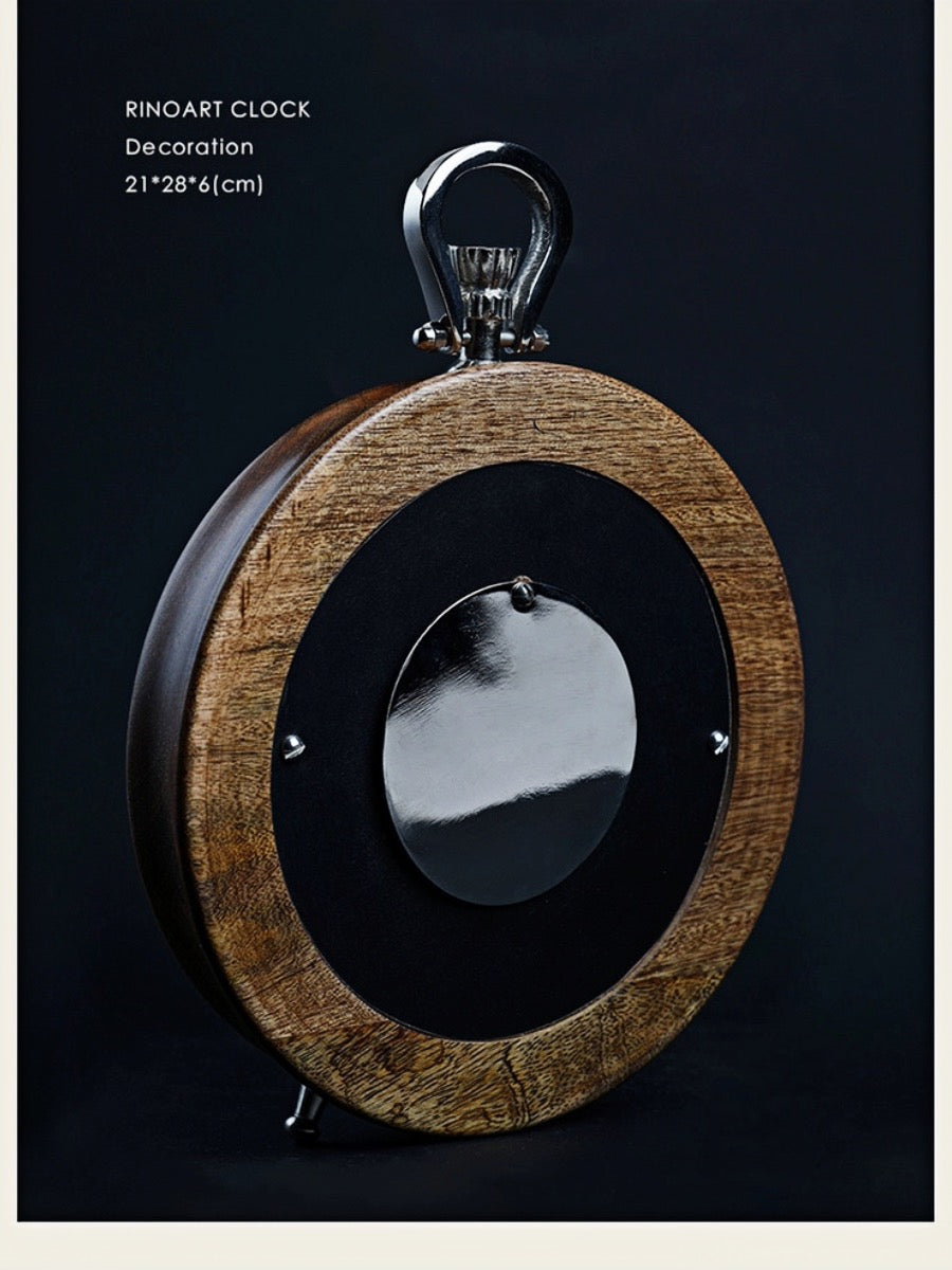 Hand-Carved Mango Wood Vintage Clock | Wall & Tabletop Display - Chic Chambers