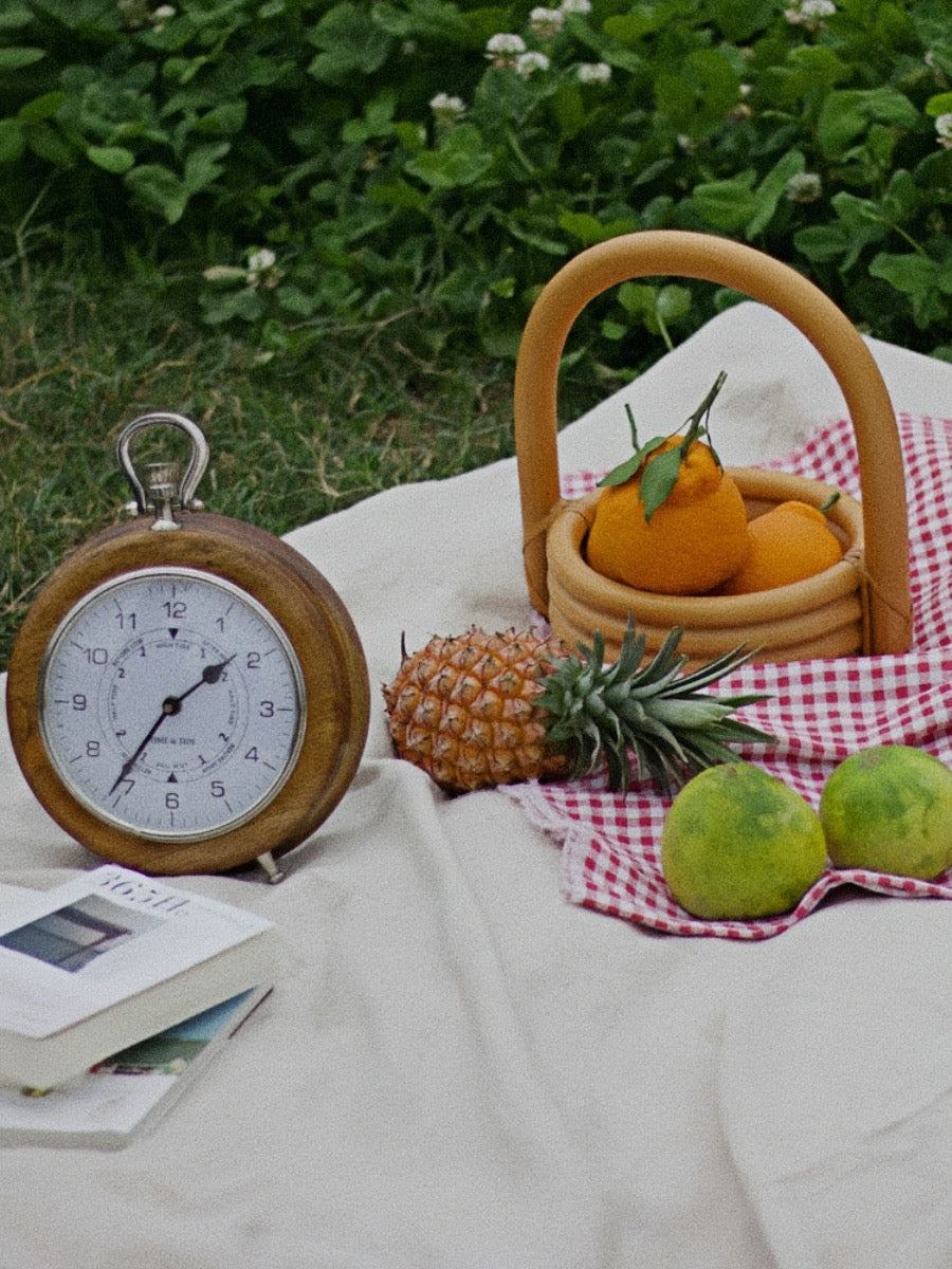 Hand-Carved Mango Wood Vintage Clock | Wall & Tabletop Display - Chic Chambers