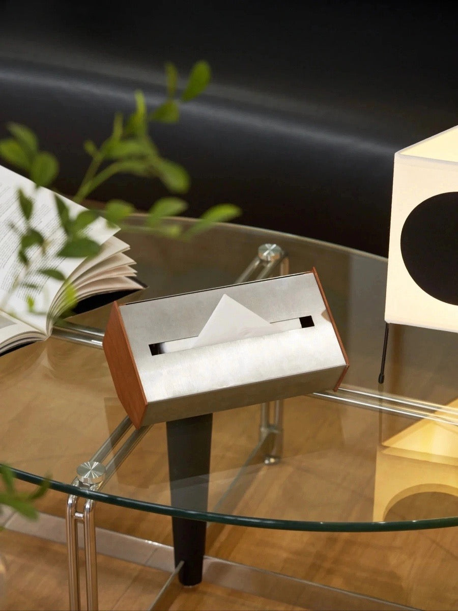 Stainless Steel and Cherry Wood Tissue Box - Chic Chambers