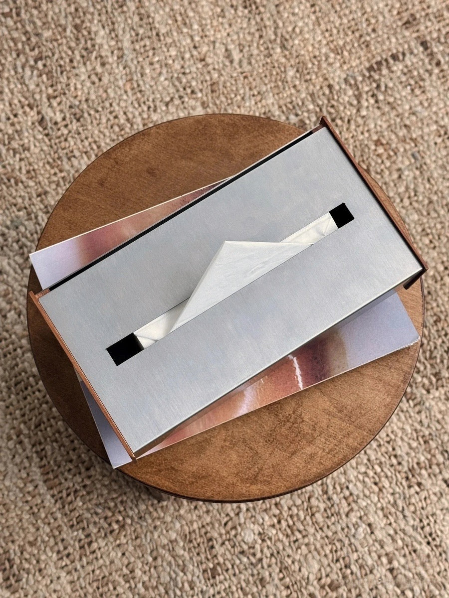 Stainless Steel and Cherry Wood Tissue Box - Chic Chambers