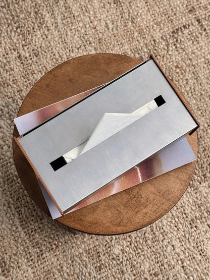 Stainless Steel and Cherry Wood Tissue Box - Chic Chambers