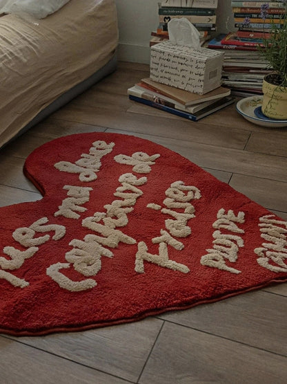 French Style Heart Shaped Letter Rug - Chic Chambers