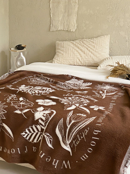 French Luxe Mink Feel Throw Blanket with Floral Relief Design 140×160CM - Chic Chambers