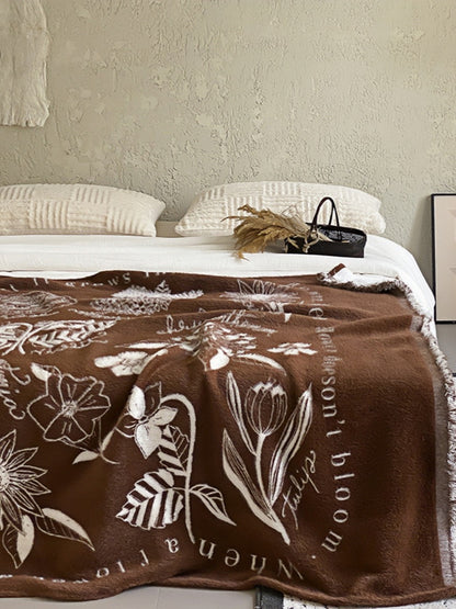 French Luxe Mink Feel Throw Blanket with Floral Relief Design 140×160CM - Chic Chambers