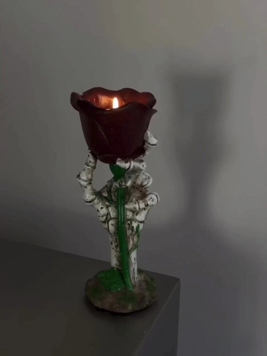 Dark Bloom Candle Holder with Sculptural Contrast Aesthetic - Chic Chambers