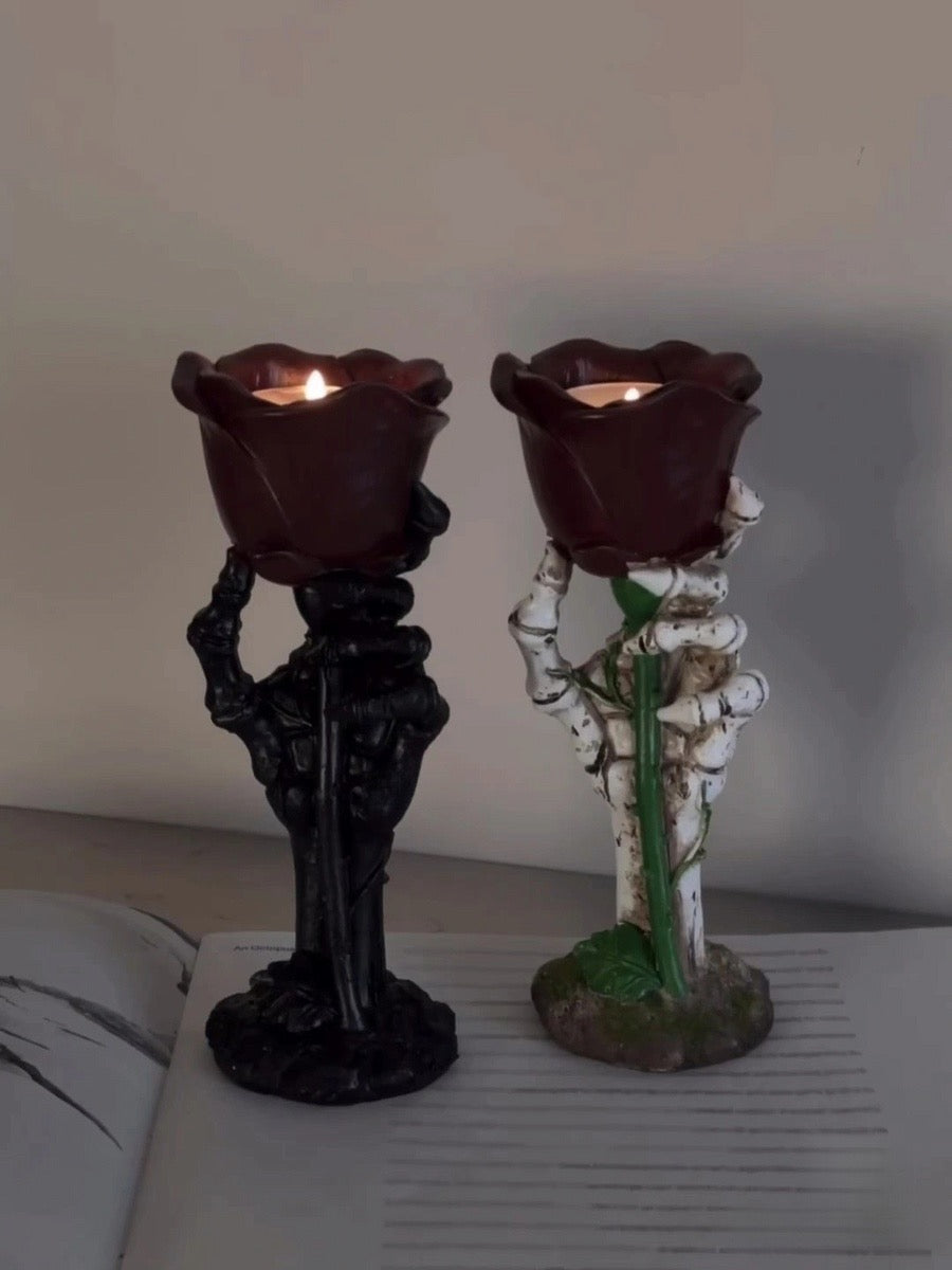 Dark Bloom Candle Holder with Sculptural Contrast Aesthetic - Chic Chambers