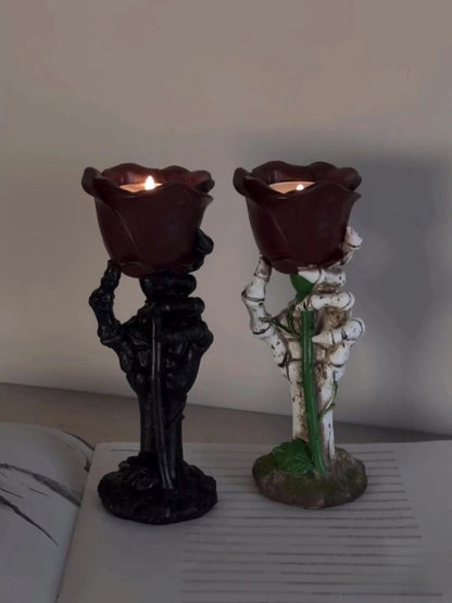 Dark Bloom Candle Holder with Sculptural Contrast Aesthetic - Chic Chambers