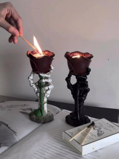Dark Bloom Candle Holder with Sculptural Contrast Aesthetic - Chic Chambers