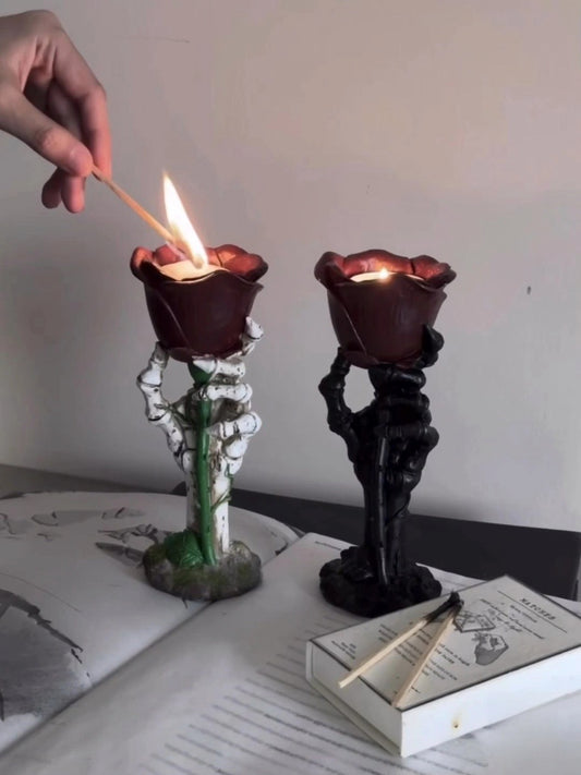 Dark Bloom Candle Holder with Sculptural Contrast Aesthetic - Chic Chambers