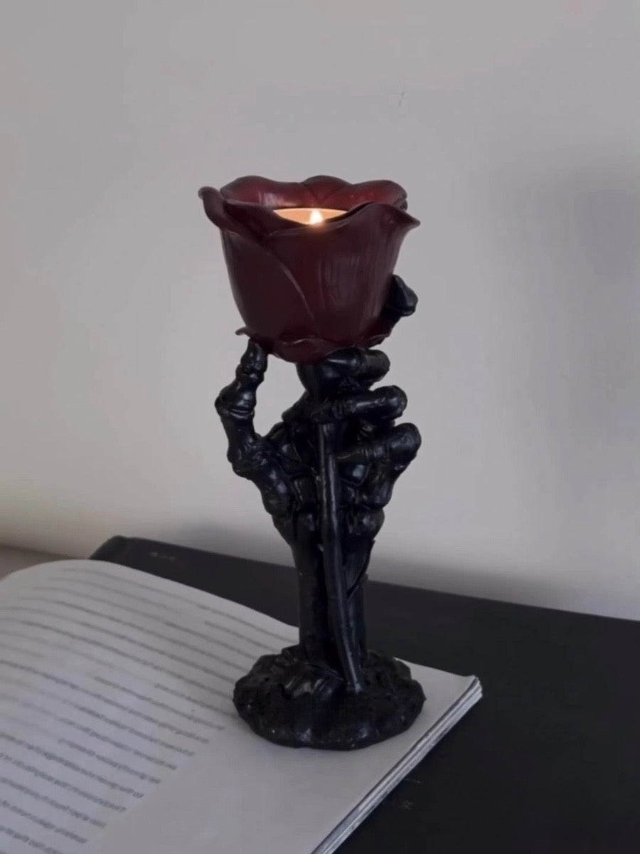 Dark Bloom Candle Holder with Sculptural Contrast Aesthetic - Chic Chambers