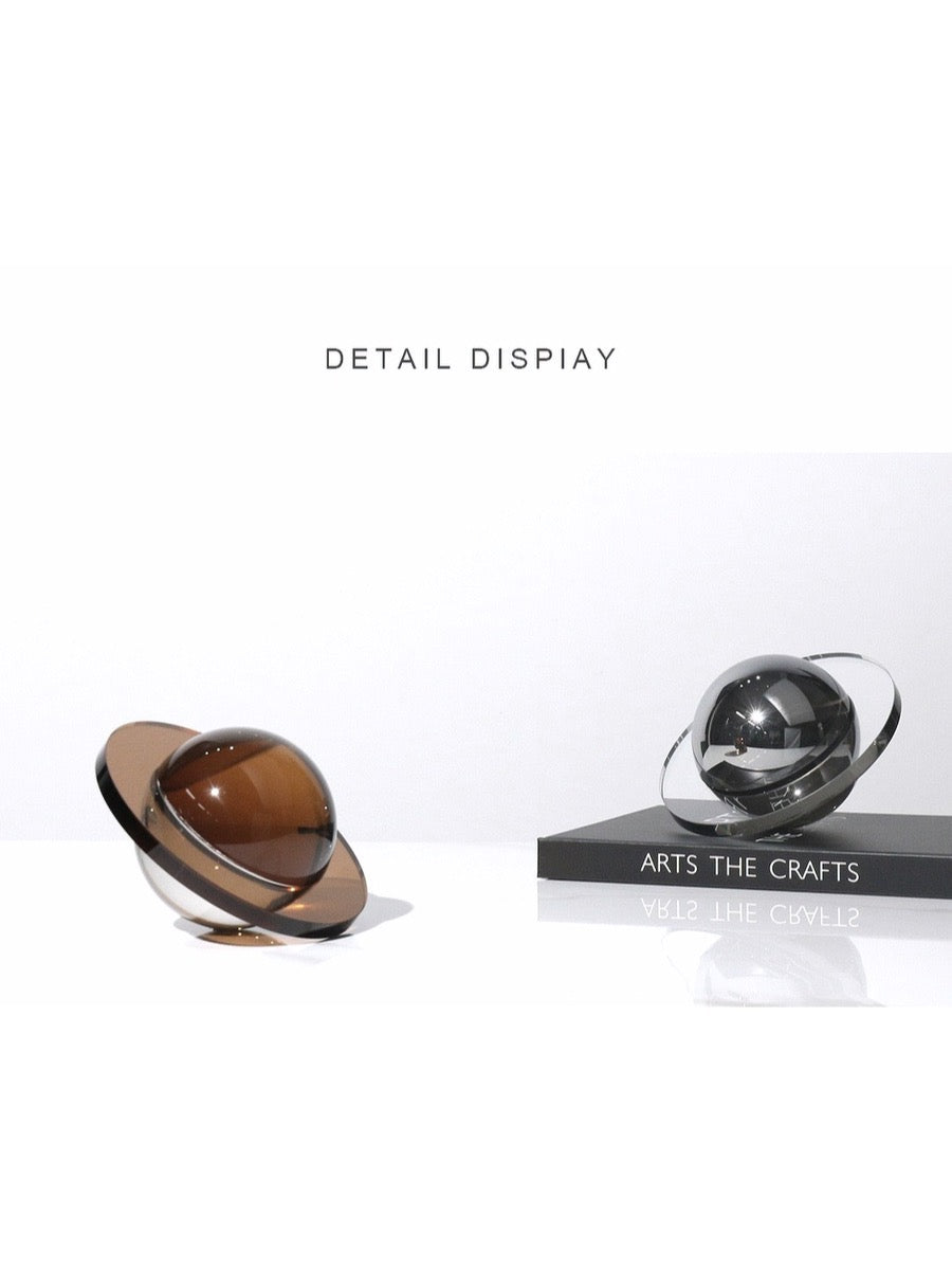 Crystal Planet Decorative Sculpture Modern Glass Art Ornament - Chic Chambers