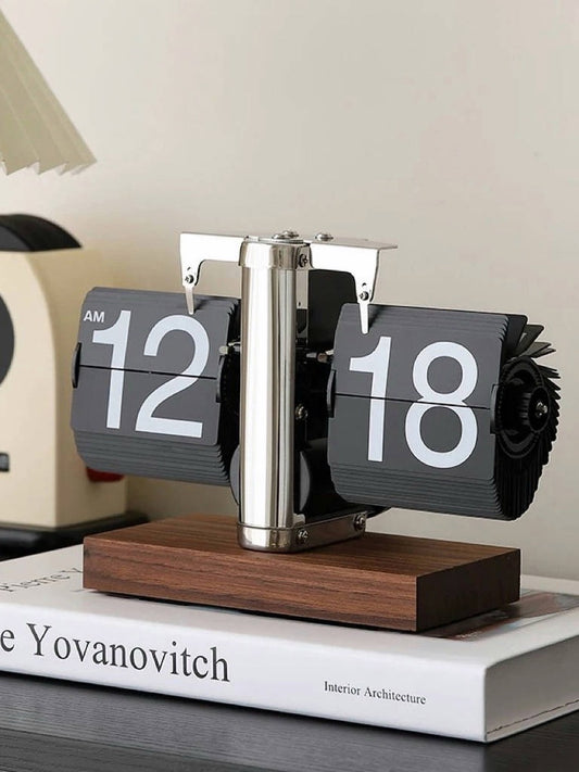 Retro Flip Clock Desktop Display with Mechanical Time Flipping Design - Chic Chambers