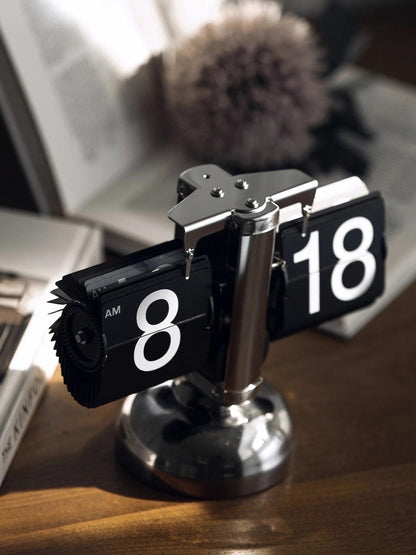 Retro Flip Clock Desktop Display with Mechanical Time Flipping Design - Chic Chambers