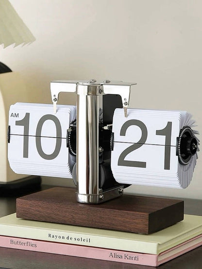 Retro Flip Clock Desktop Display with Mechanical Time Flipping Design - Chic Chambers