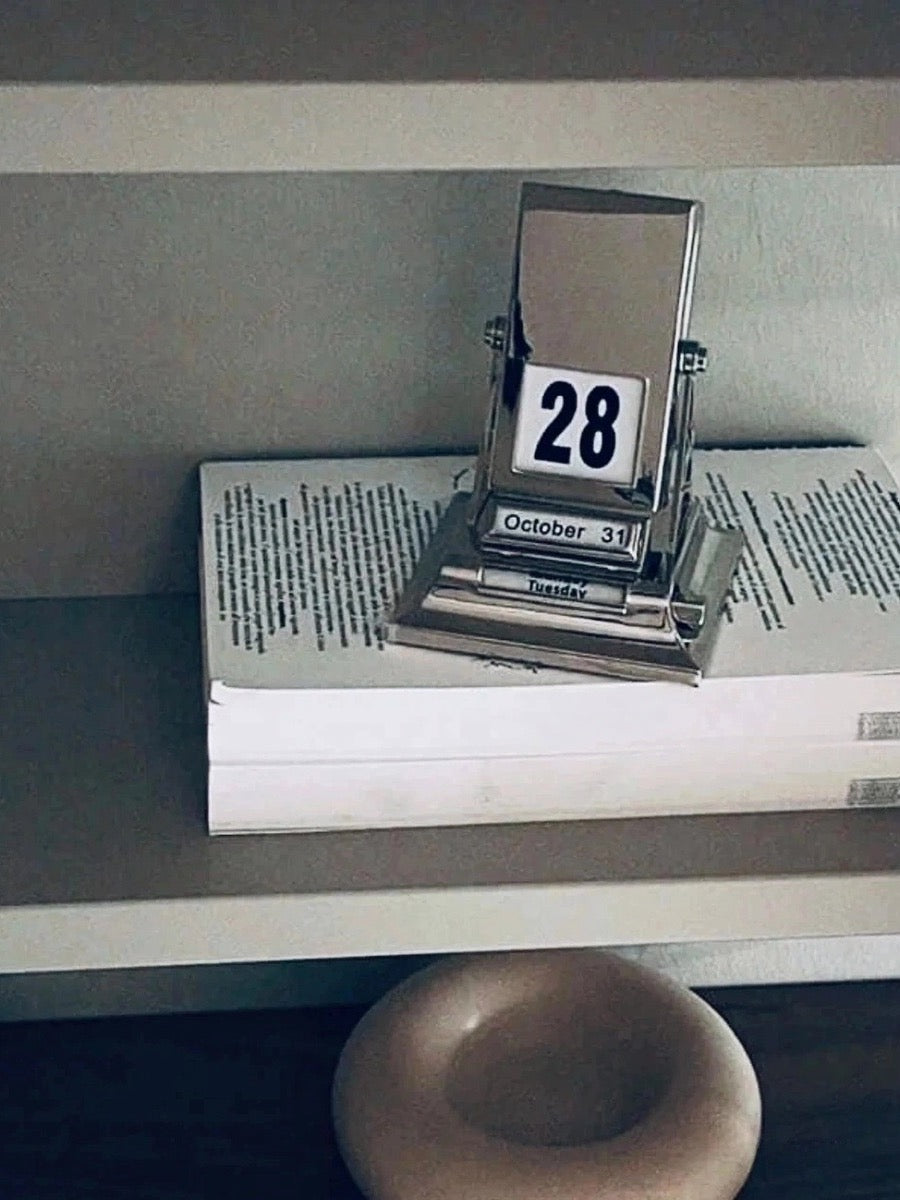 Timeless Metal Flip Calendar Desk Accessory - Chic Chambers