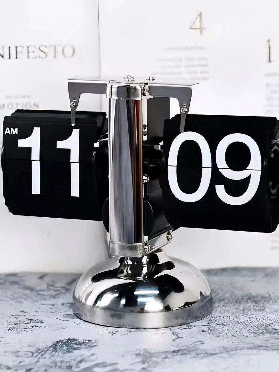 Retro Flip Clock Desktop Display with Mechanical Time Flipping Design - Chic Chambers