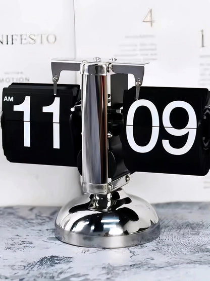 Retro Flip Clock Desktop Display with Mechanical Time Flipping Design - Chic Chambers