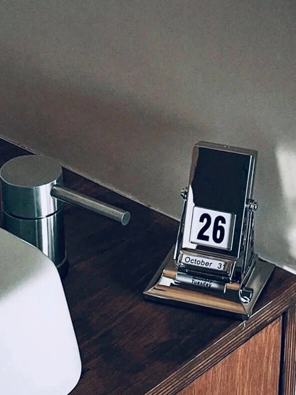 Timeless Metal Flip Calendar Desk Accessory - Chic Chambers
