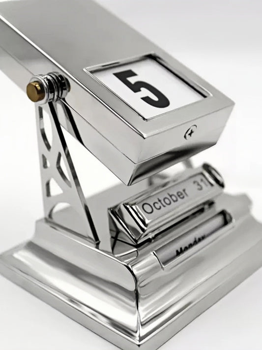 Timeless Metal Flip Calendar Desk Accessory - Chic Chambers