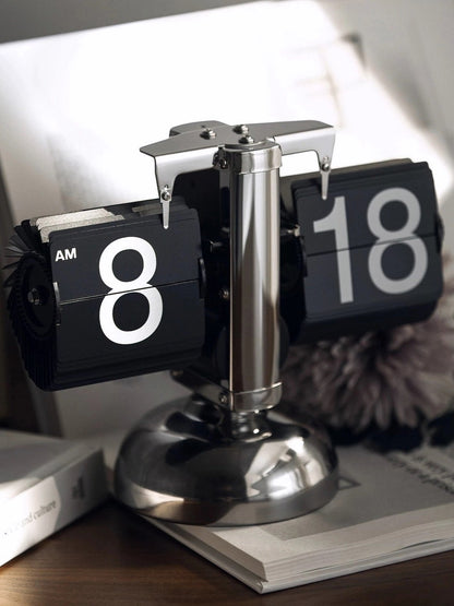 Retro Flip Clock Desktop Display with Mechanical Time Flipping Design - Chic Chambers