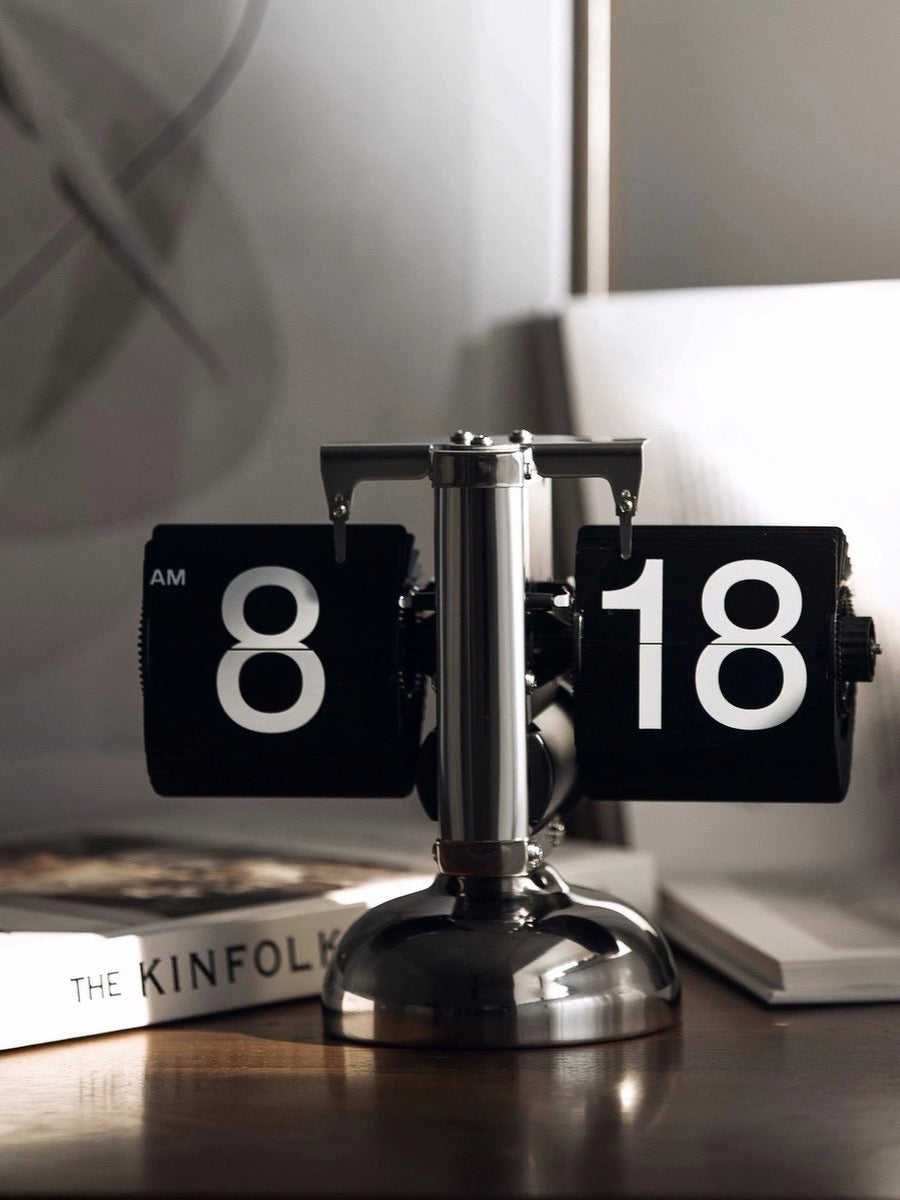 Retro Flip Clock Desktop Display with Mechanical Time Flipping Design - Chic Chambers
