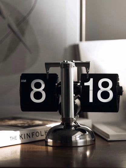 Retro Flip Clock Desktop Display with Mechanical Time Flipping Design - Chic Chambers