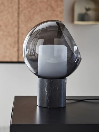 Smoked Glass & Natural Marble Table Lamp