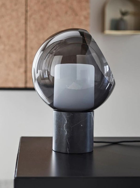 Smoked Glass & Natural Marble Table Lamp