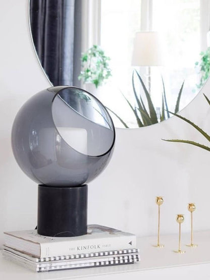 Smoked Glass & Natural Marble Table Lamp