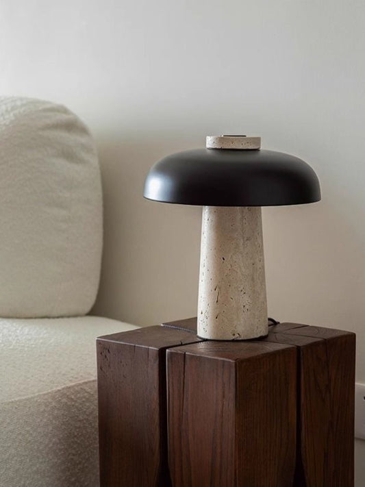 Cordless Travertine Mushroom Lamp