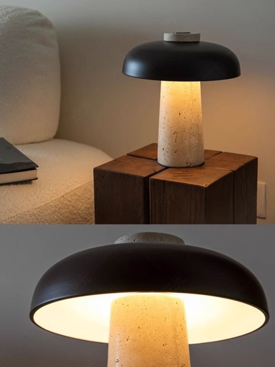 Cordless Travertine Mushroom Lamp