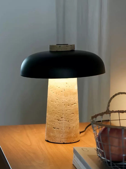 Cordless Travertine Mushroom Lamp