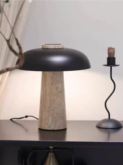 Cordless Travertine Mushroom Lamp