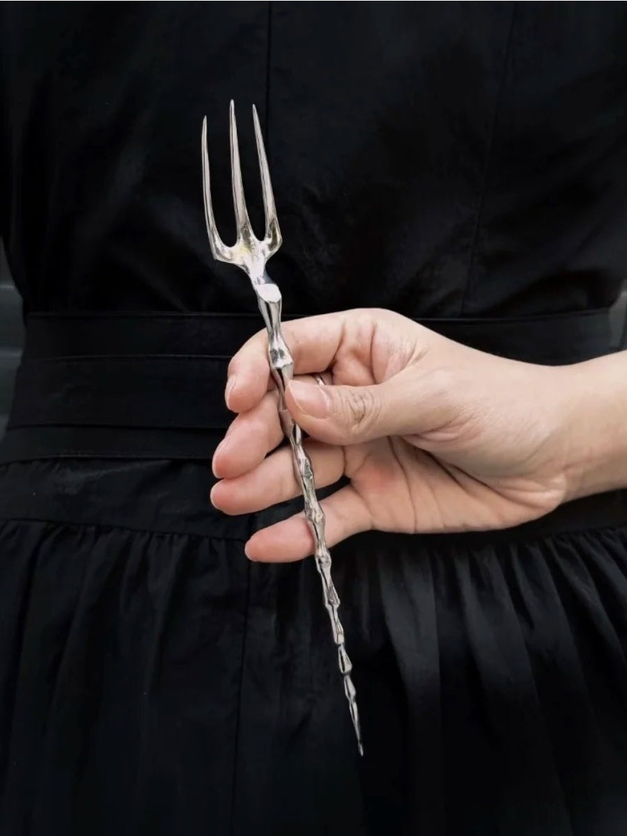 Matte Black & Silver Sculptural Cutlery