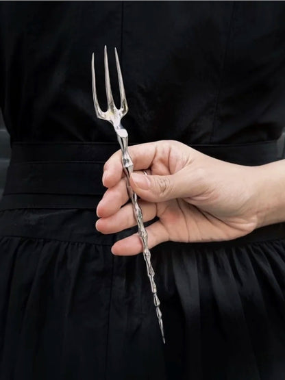 Matte Black & Silver Sculptural Cutlery