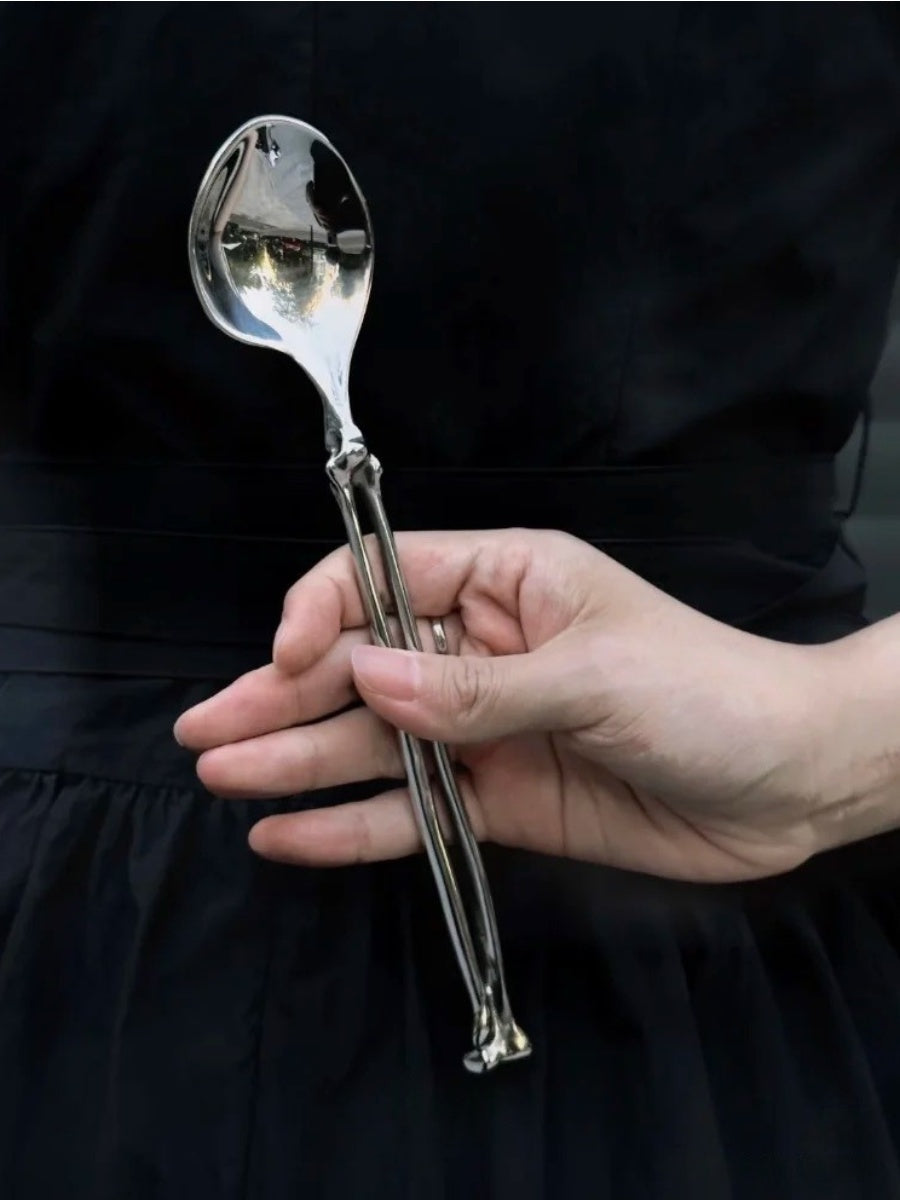 Matte Black & Silver Sculptural Cutlery