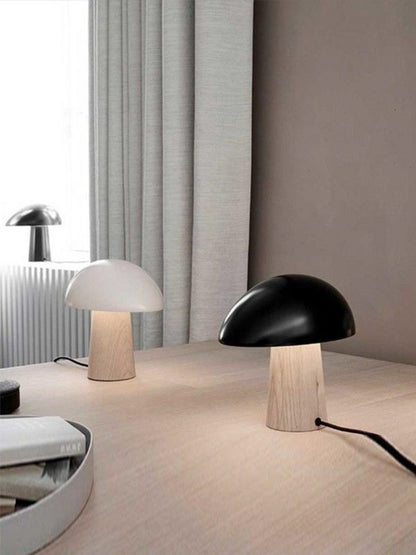 Scandinavian Wood Grain Mushroom Table Lamp
