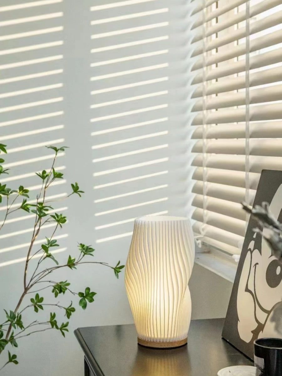 Sculptural 3D Printed Wave Vase Table Lamp