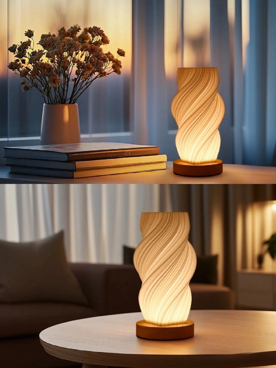 Sculptural 3D Printed Wave Vase Table Lamp