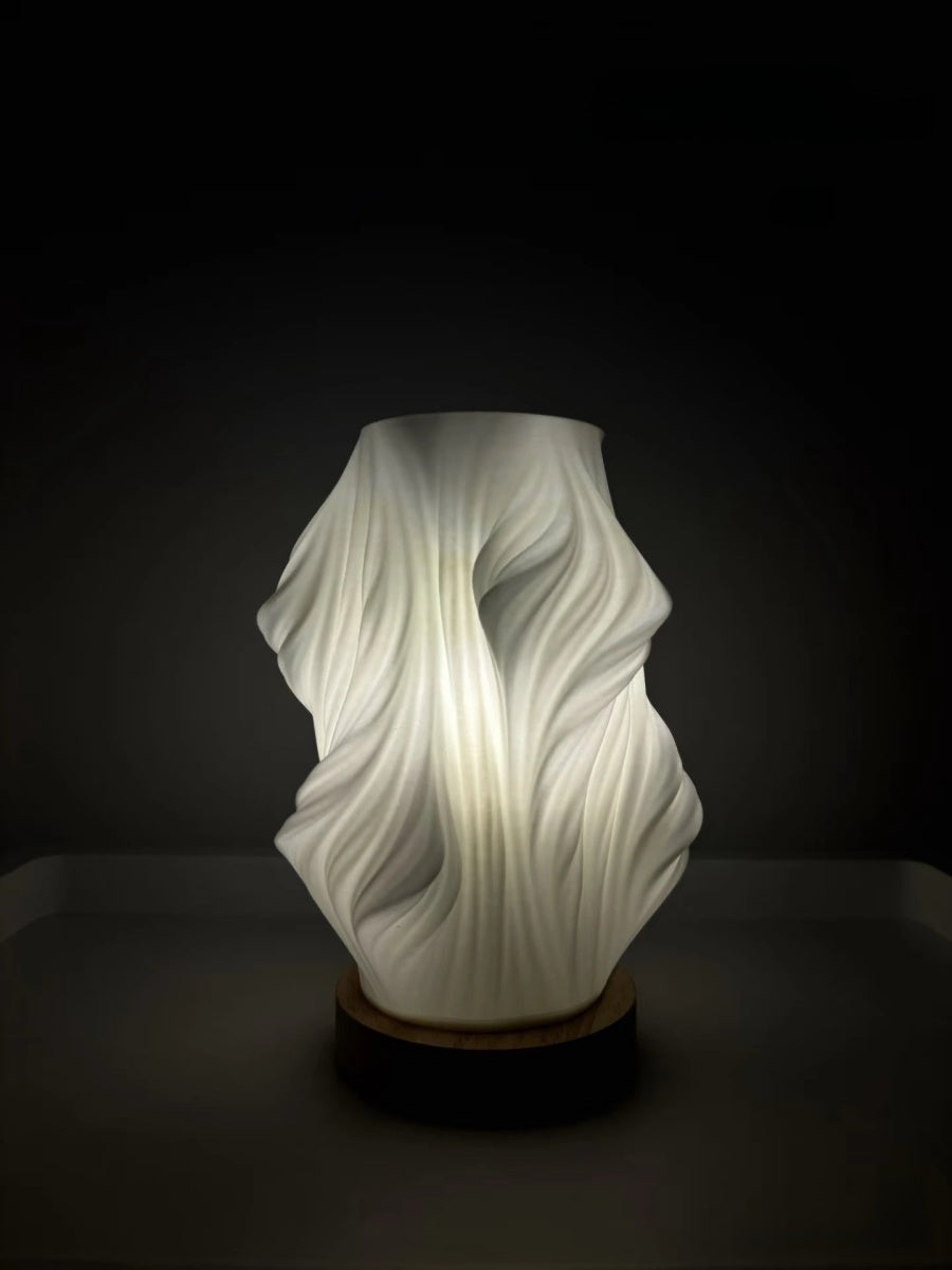 Sculptural 3D Printed Wave Vase Table Lamp