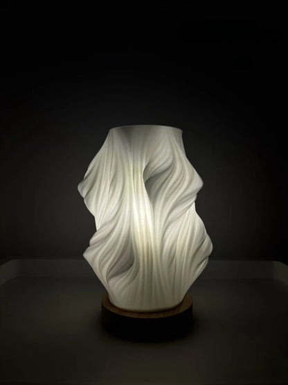 Sculptural 3D Printed Wave Vase Table Lamp