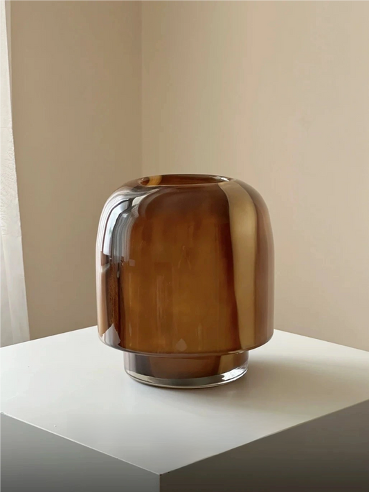 Amber Marbled Glass Vase - Chic Chambers