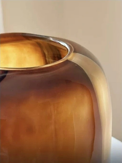 Amber Marbled Glass Vase - Chic Chambers