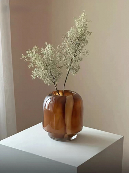 Amber Marbled Glass Vase - Chic Chambers