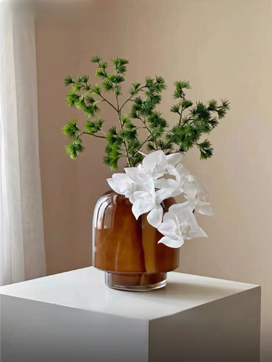 Amber Marbled Glass Vase - Chic Chambers