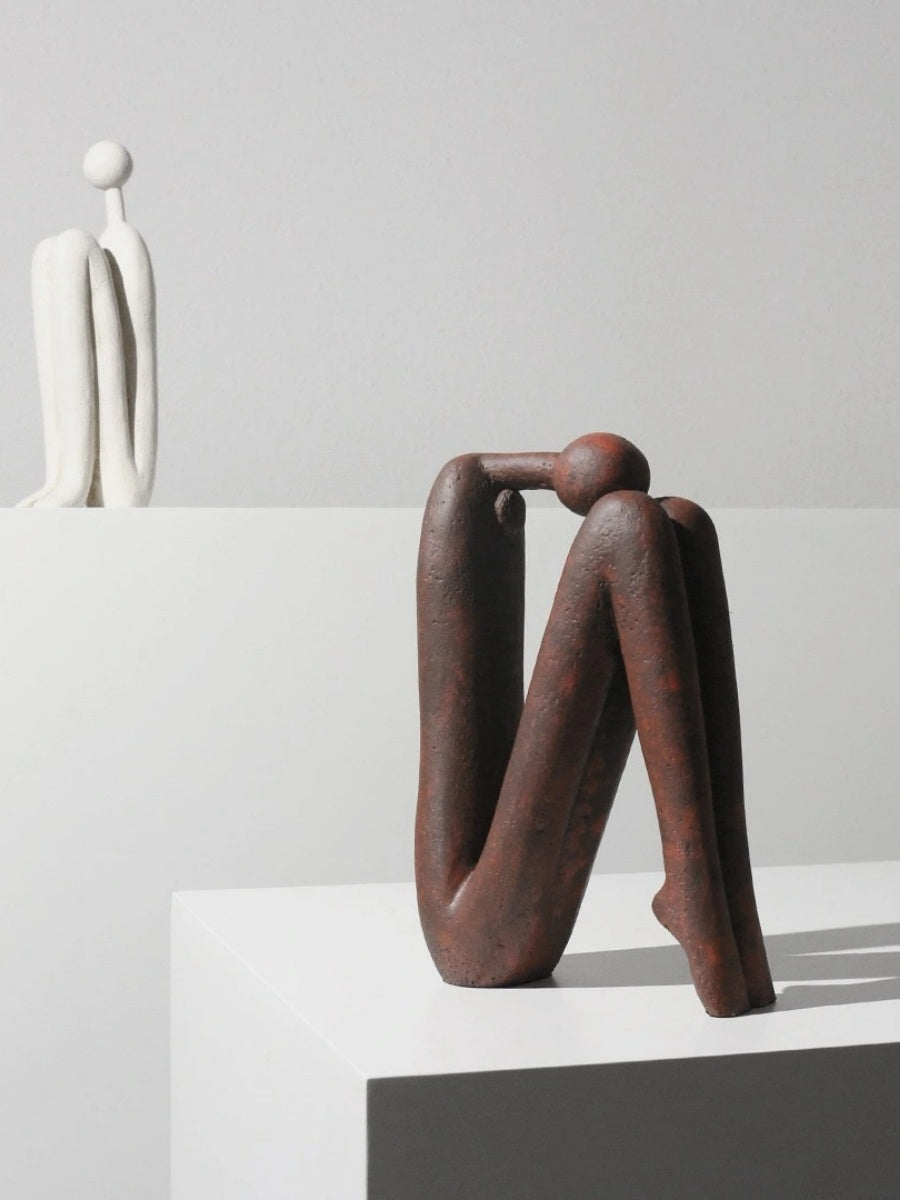 Matchstick Man Sculpture Bookend Set Minimalist Resin Art Decor Pair - Chic Chambers