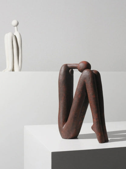 Matchstick Man Sculpture Bookend Set Minimalist Resin Art Decor Pair - Chic Chambers