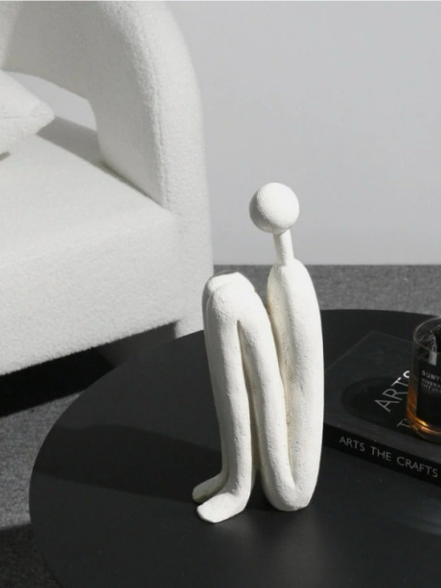Matchstick Man Sculpture Bookend Set Minimalist Resin Art Decor Pair - Chic Chambers