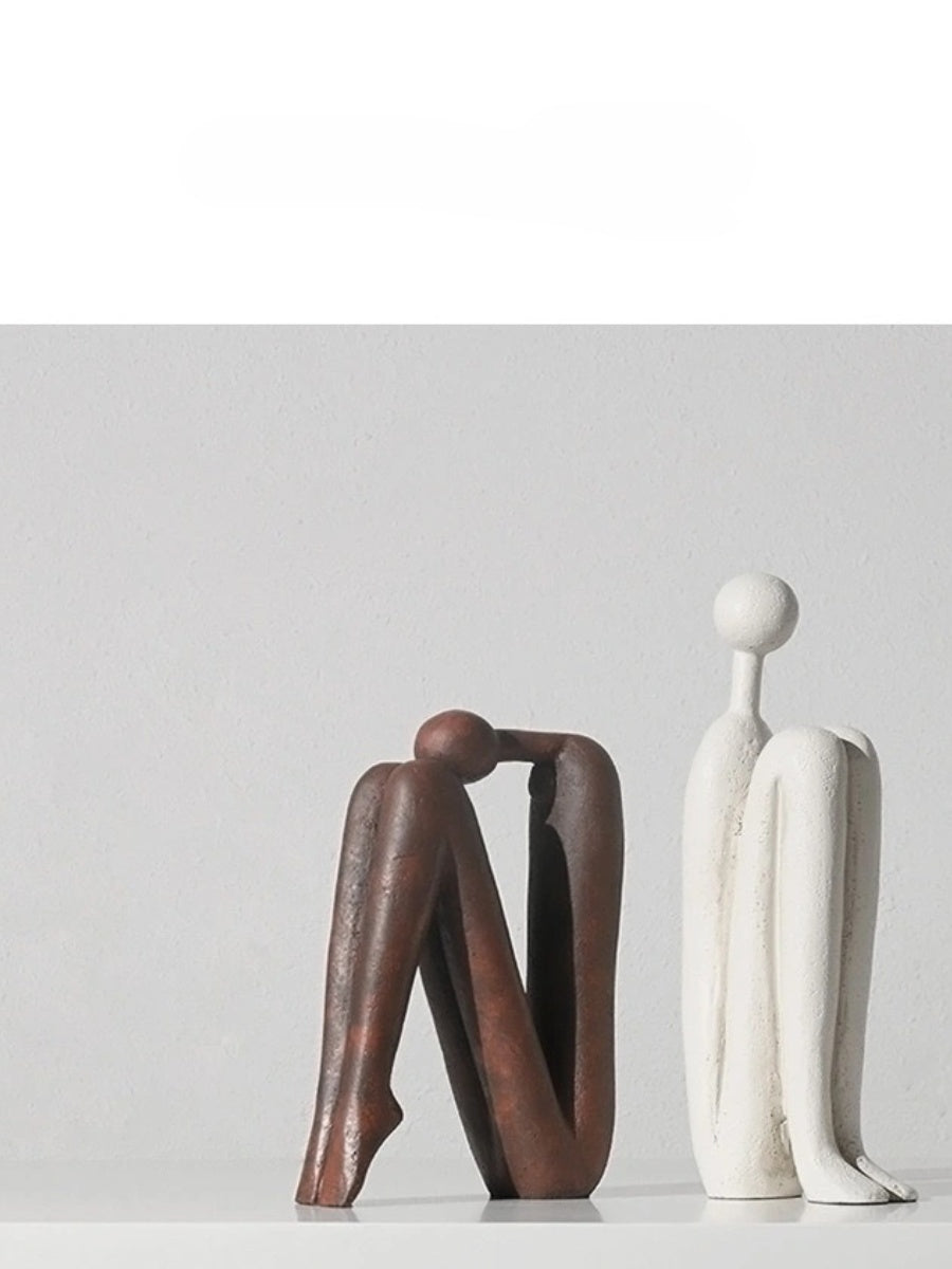 Matchstick Man Sculpture Bookend Set Minimalist Resin Art Decor Pair - Chic Chambers